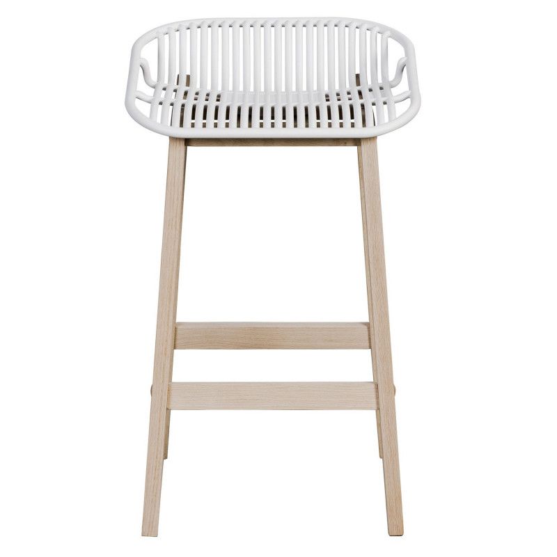 Tabourets de Bar Îlot Central Bois et Blanc H65cm MALMO | Lot de 4