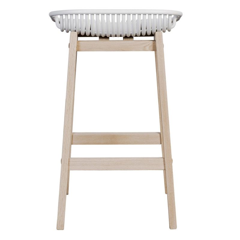 Tabourets de Bar Îlot Central Bois et Blanc H65cm MALMO | Lot de 4