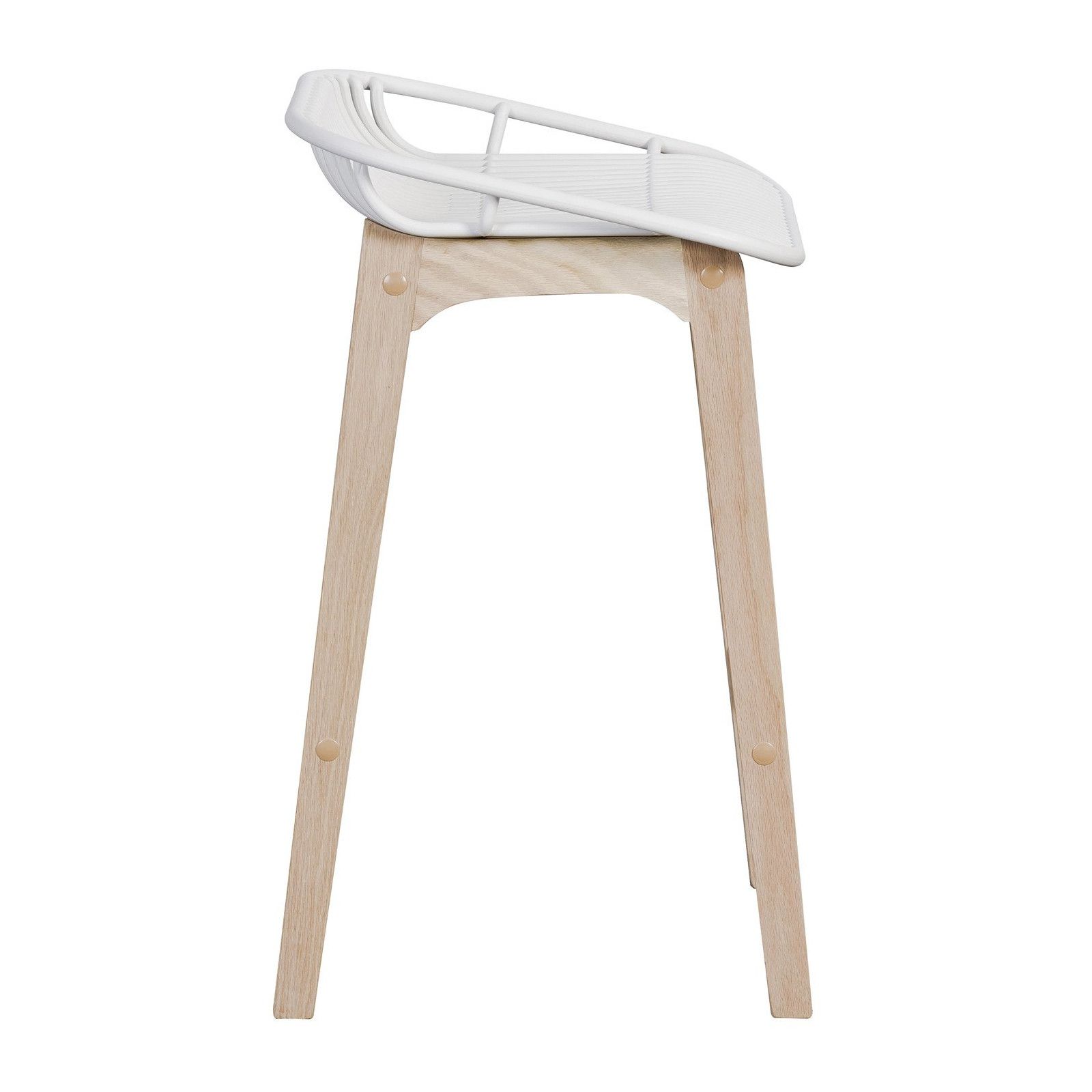 Tabourets de Bar Îlot Central Bois et Blanc H65cm MALMO | Lot de 4
