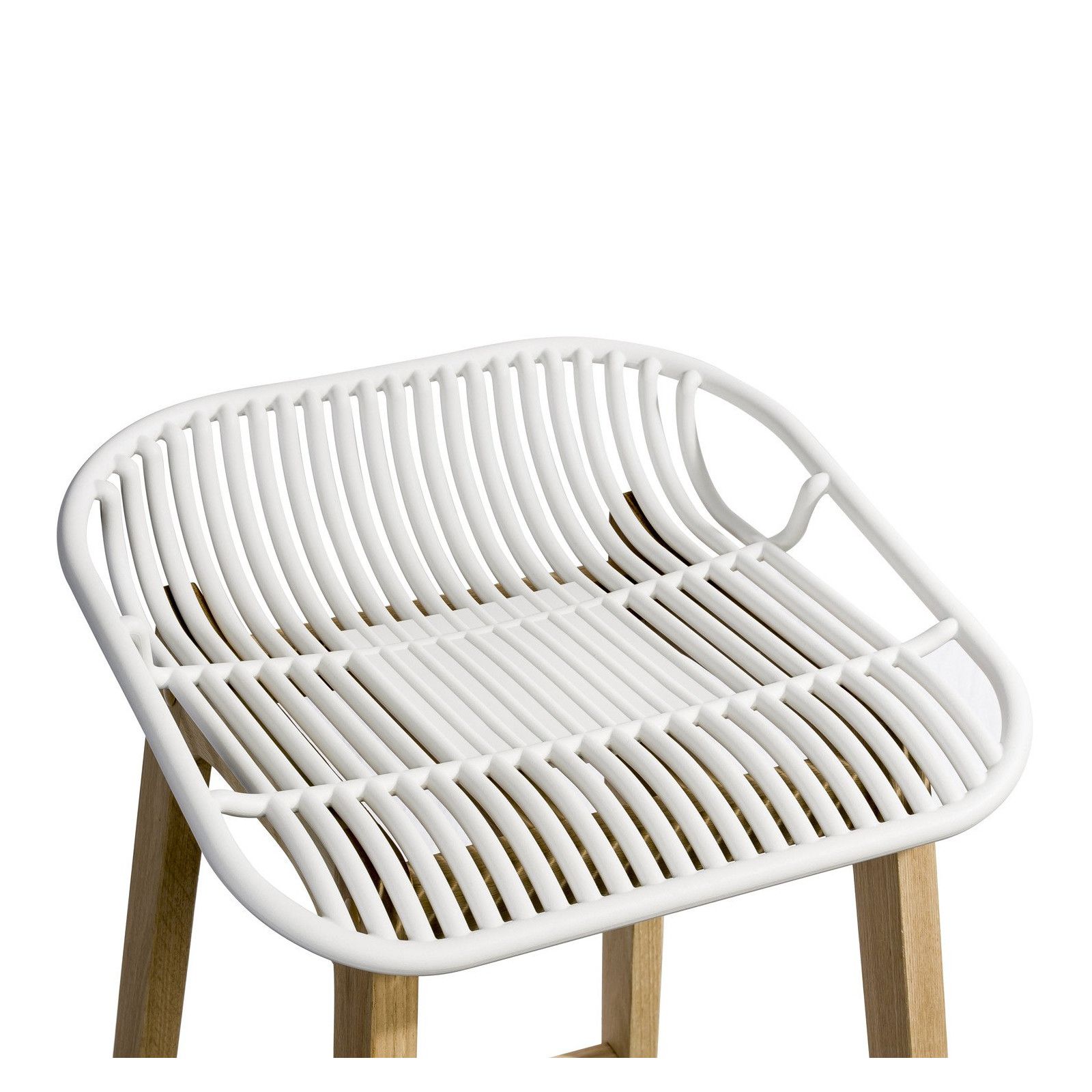 Tabourets de Bar Îlot Central Bois et Blanc H65cm MALMO | Lot de 4