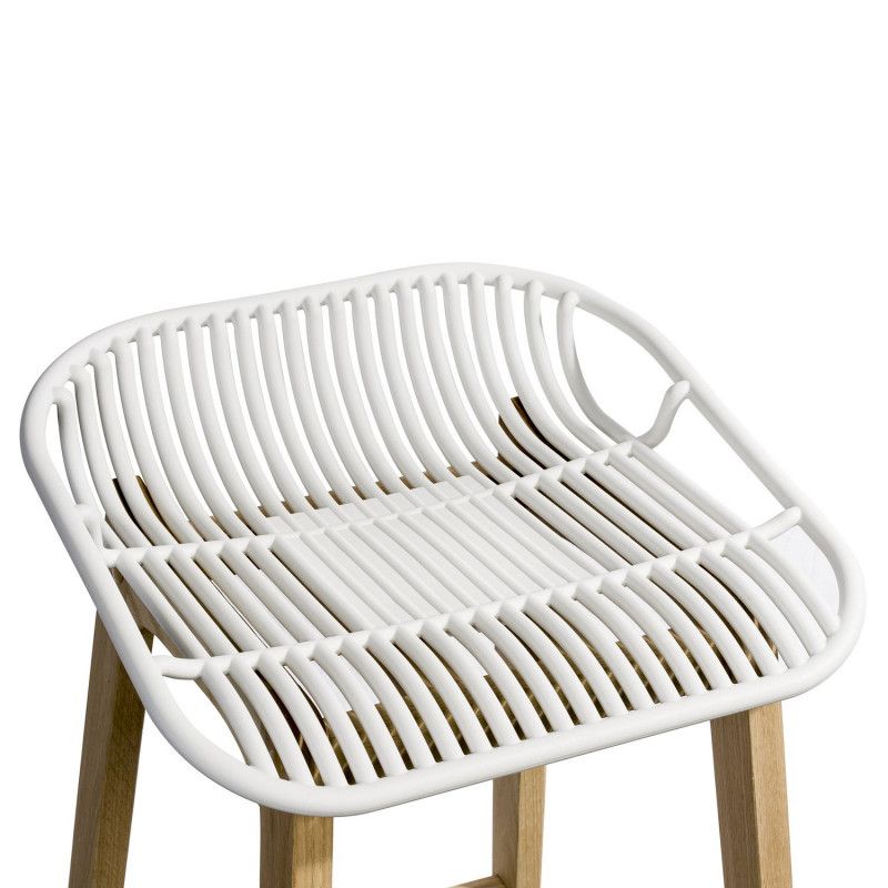 Tabourets de Bar Îlot Central Bois et Blanc H65cm MALMO | Lot de 4