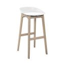Tabourets de Bar Îlot Central Bois et Blanc RIVA 65cm | Lot de 4
