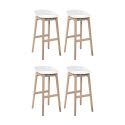 Tabourets de Bar Îlot Central Bois et Blanc RIVA 65cm | Lot de 4