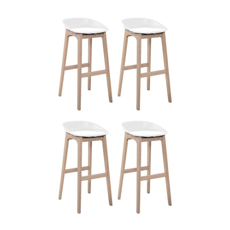 Tabourets de Bar Îlot Central Bois et Blanc RIVA 65cm | Lot de 4