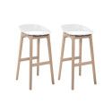 Tabourets de Bar Bois et Blanc H75cm RIVA | Lot de 2