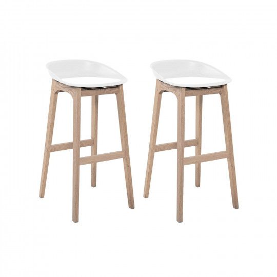 Tabourets de bar bois et blanc 75cm RIVA