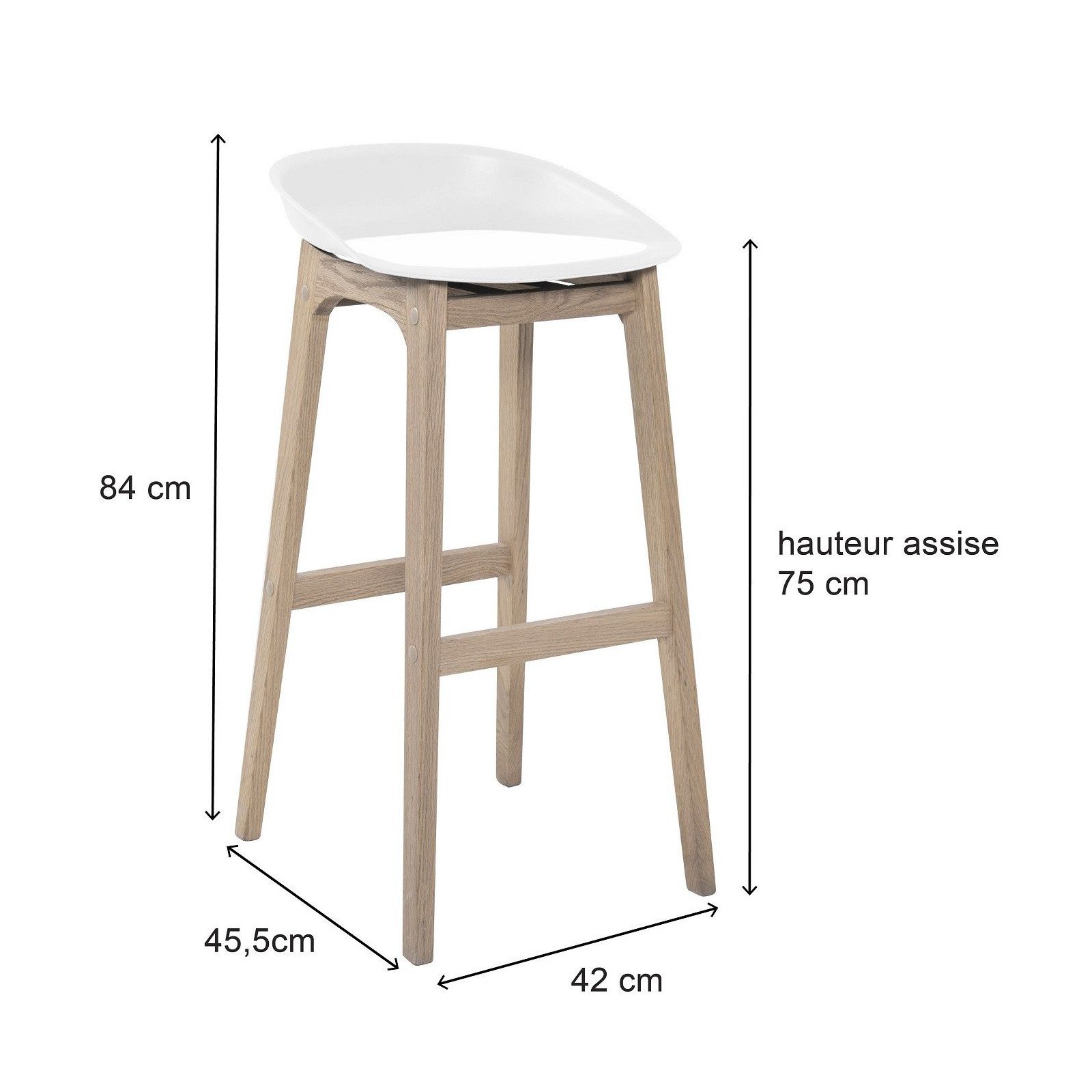 Tabourets de Bar Bois et Blanc 75cm RIVA | Lot de 4