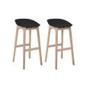 Tabourets de Bar Îlot Central Bois et Noir H65cm RIVA | Lot de 2