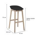 Tabourets de Bar Îlot Central Bois et Noir H65cm RIVA | Lot de 2