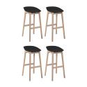 Tabourets de Bar Îlot Central Bois et Blanc RIVA 65cm | Lot de 4