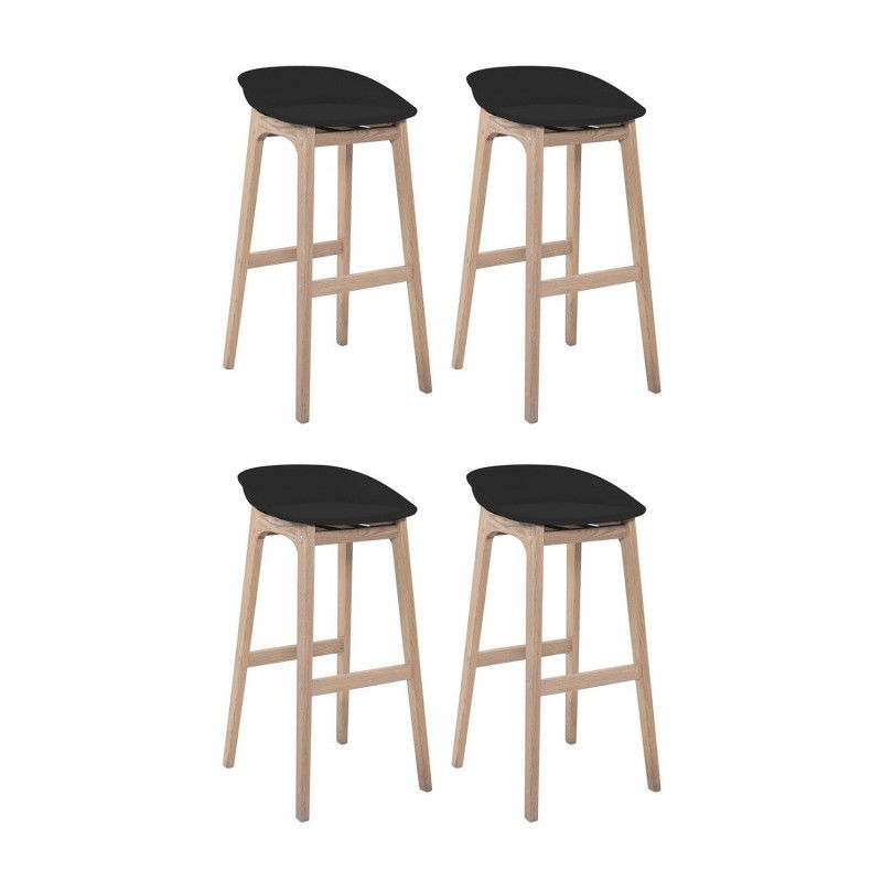 Tabourets de Bar Îlot Central Bois et Blanc RIVA 65cm | Lot de 4