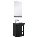 Lave-mains Noir Carbone HAMPTON + Vasque Noire + Miroir L40 cm avec tablette Noire