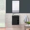 Lave-mains Noir Carbone HAMPTON + Vasque Noire + Miroir L40 cm avec tablette Noire
