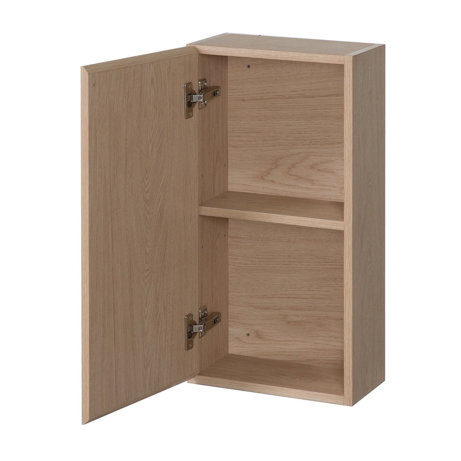 Module de rangement fermé WILL - Meuble haut Salle de Bain 1 porte - Décor Chêne ou Blanc Laqué
