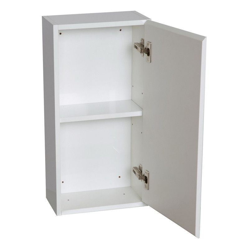 Module de rangement fermé WILL - Meuble haut Salle de Bain 1 porte - Décor Chêne ou Blanc Laqué