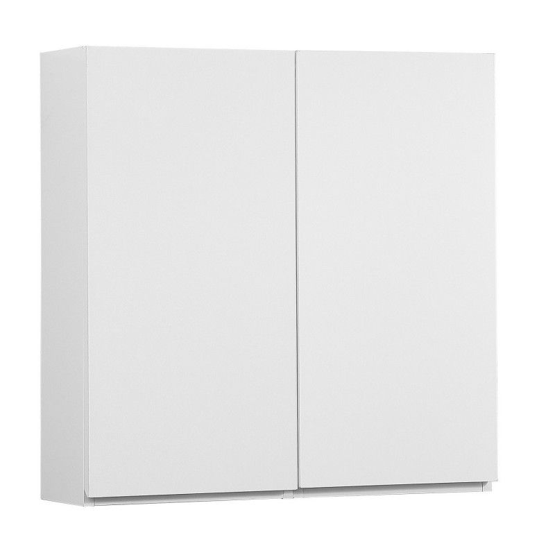 Module de rangement fermé WILL - Meuble haut Salle de Bain 1 porte - Décor Chêne ou Blanc Laqué