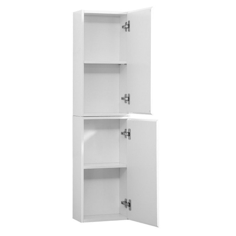 Module de rangement fermé WILL - Meuble haut Salle de Bain 1 porte - Décor Chêne ou Blanc Laqué