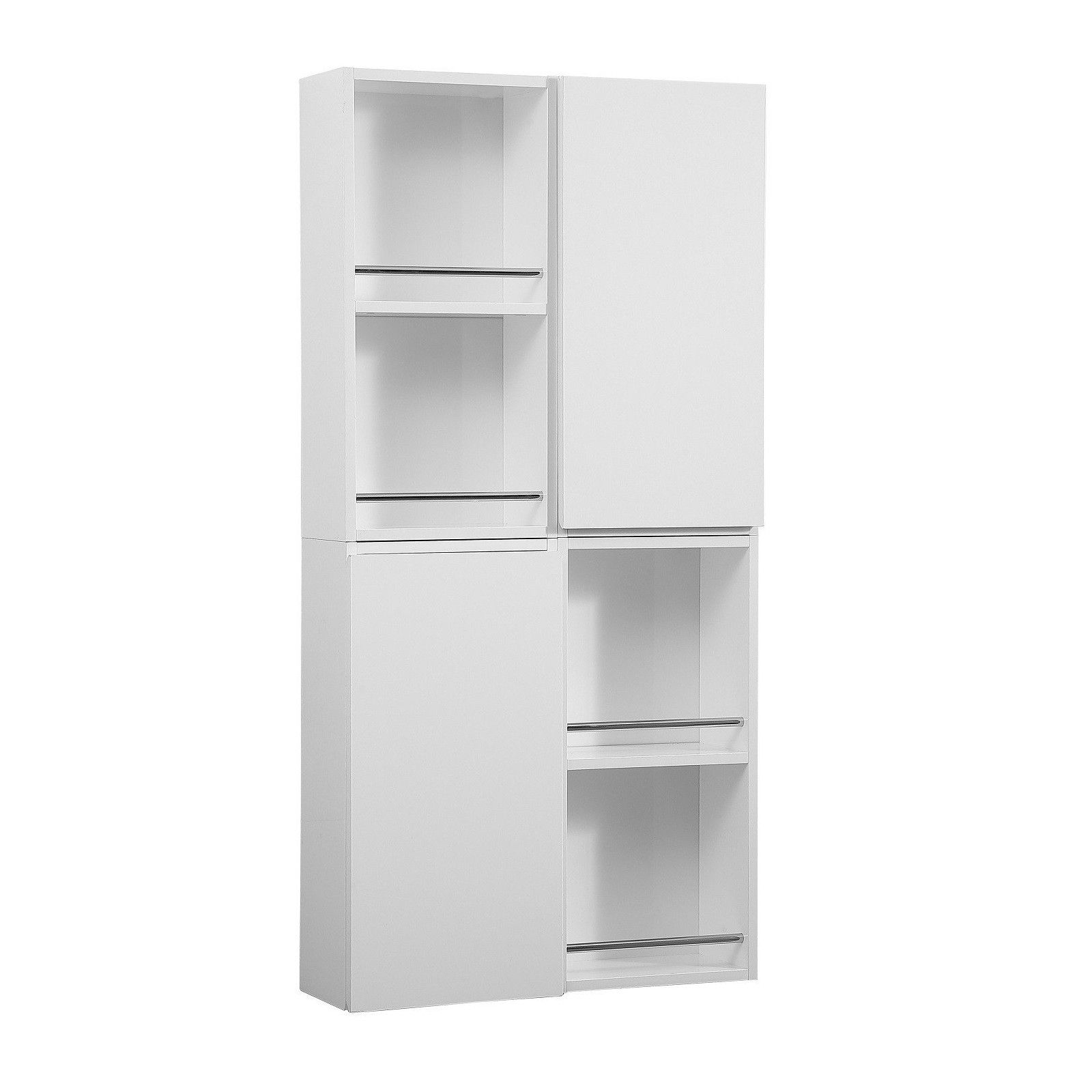 Module de rangement fermé WILL - Meuble haut Salle de Bain 1 porte - Décor Chêne ou Blanc Laqué