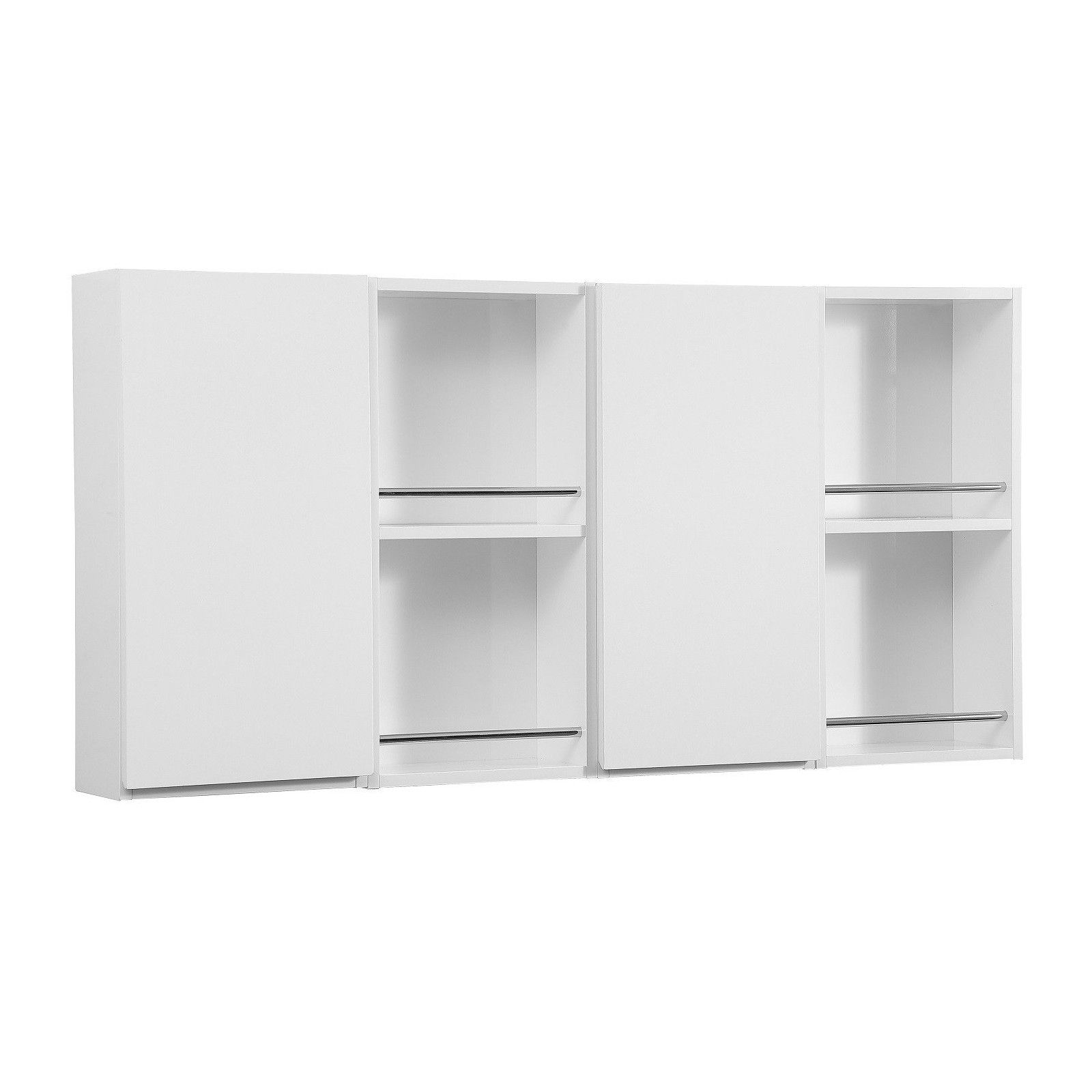 Module de rangement fermé WILL - Meuble haut Salle de Bain 1 porte - Décor Chêne ou Blanc Laqué