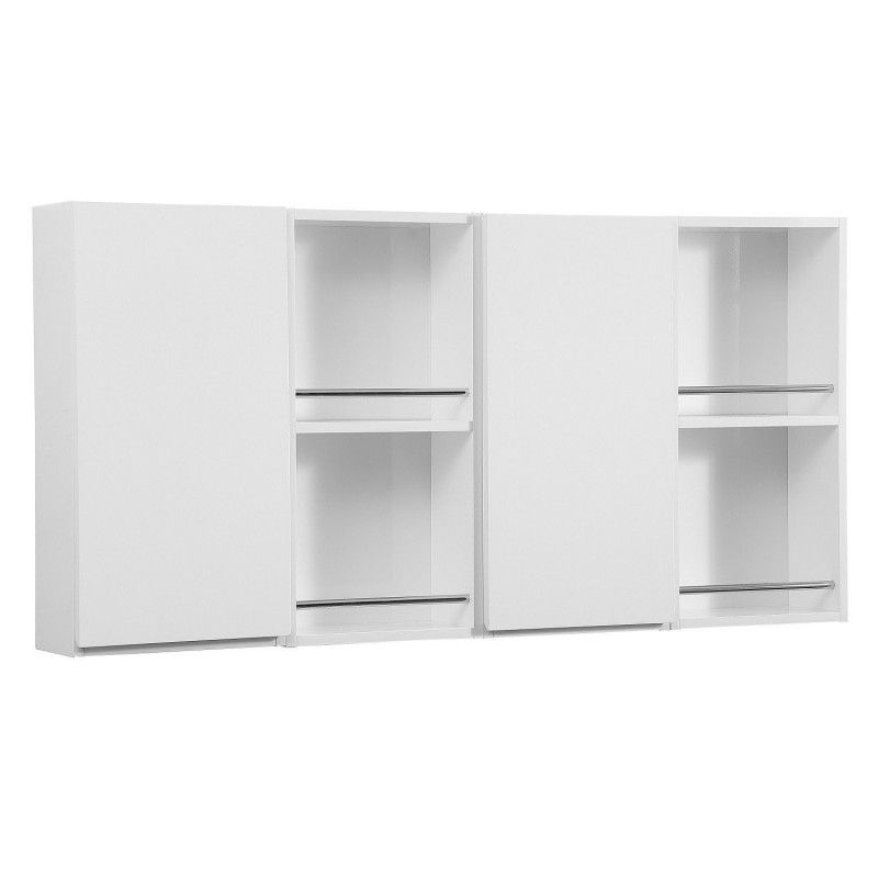 Module de rangement fermé WILL - Meuble haut Salle de Bain 1 porte - Décor Chêne ou Blanc Laqué