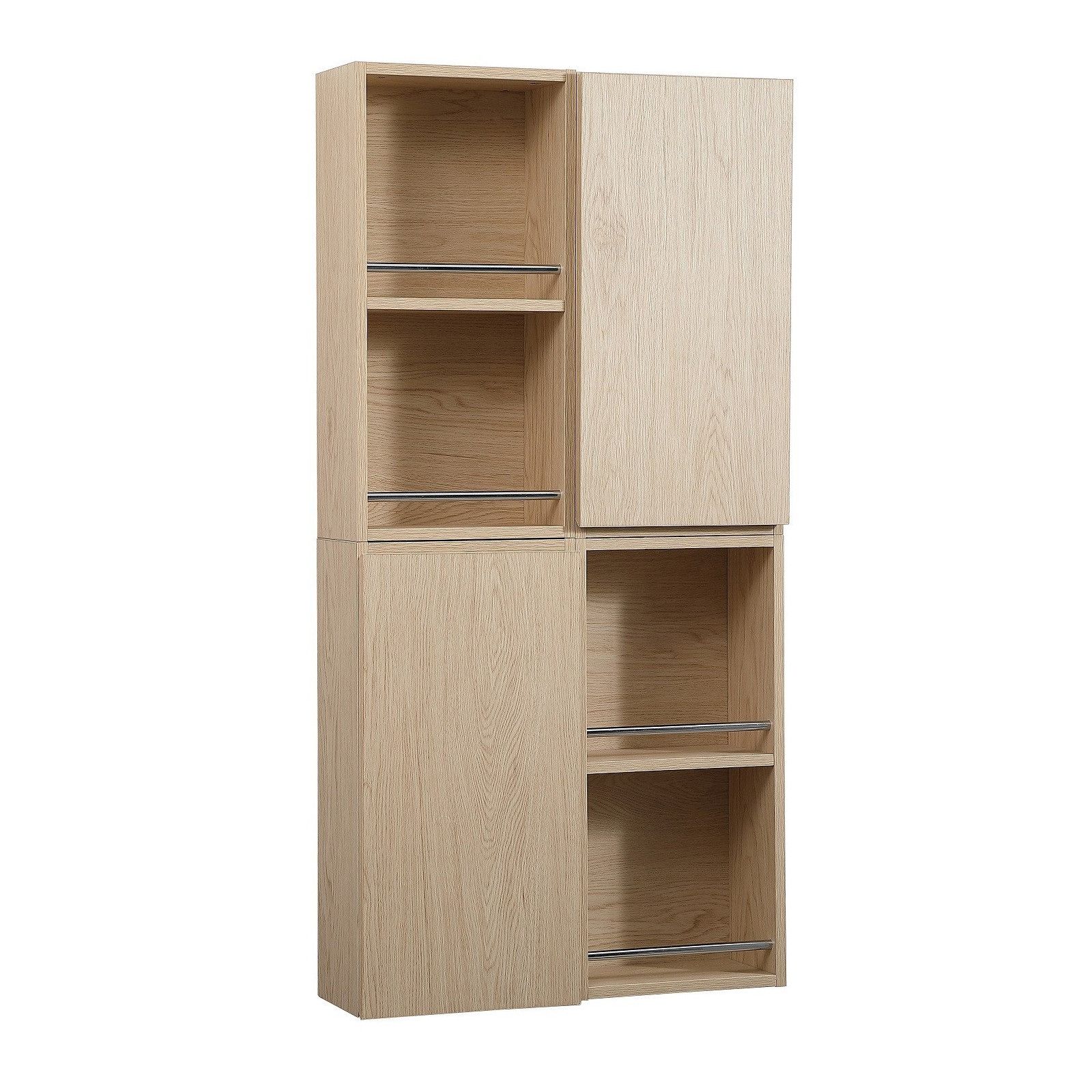 Module de rangement ouvert WILL - Meuble haut Salle de Bain 1 porte - Décor Chêne ou Blanc Laqué