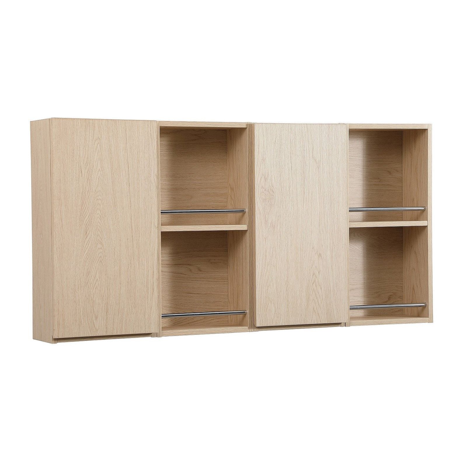 Module de rangement ouvert WILL - Meuble haut Salle de Bain 1 porte - Décor Chêne ou Blanc Laqué