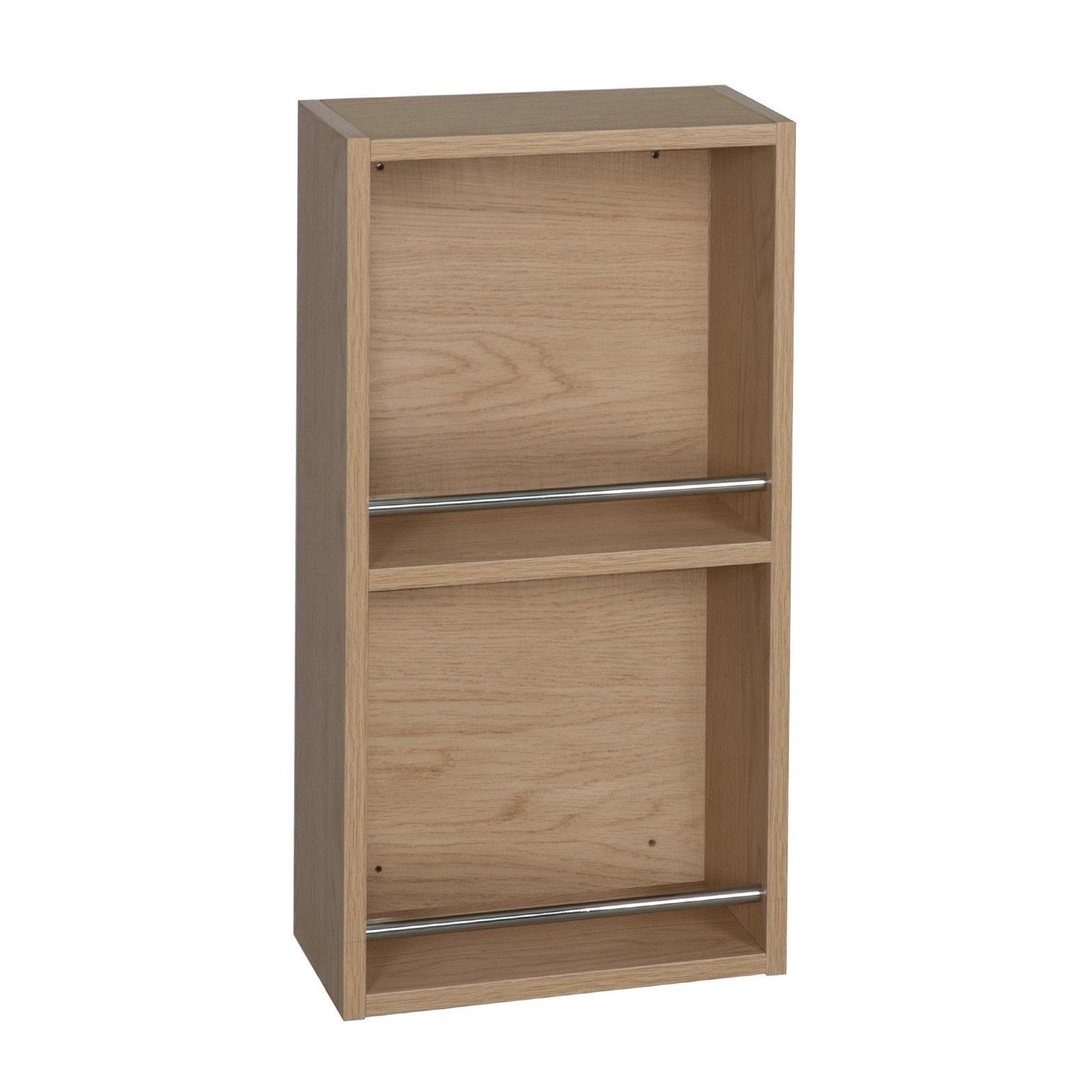 Module de rangement ouvert WILL - Meuble haut Salle de Bain 1 porte - Décor Chêne ou Blanc Laqué
