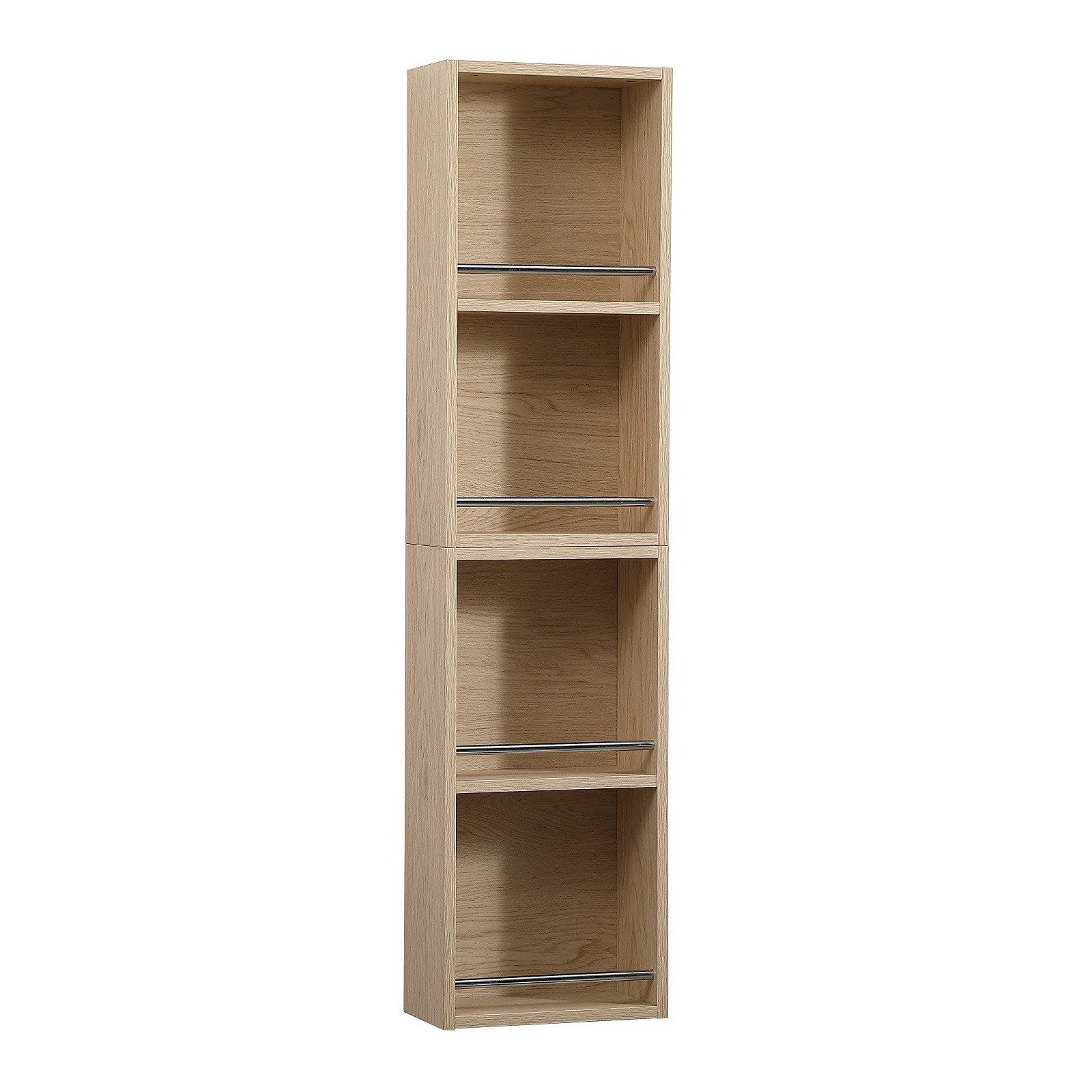 Module de rangement ouvert WILL - Meuble haut Salle de Bain 1 porte - Décor Chêne ou Blanc Laqué