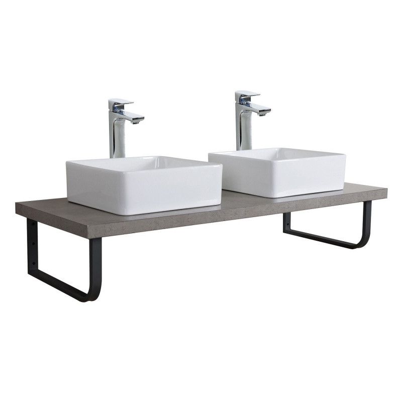 Plan de toilette Salle de Bain à suspendre WILL - 120 cm - Ep. 3,8 cm /12 cm - Décor Chêne /Effet Bé