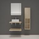 Ensemble de Salle de Bain WILL - Plan suspendu 60 cm x 2 + Equerres invisibles + Vasque + Miroir