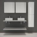 Ensemble de Salle de Bain WILL - Plan suspendu 120 cm + Equerres invisibles + 2 Vasques + 2 Miroirs