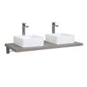 Ensemble de Salle de Bain WILL - Plan suspendu 120 cm + Equerres invisibles + 2 Vasques + 2 Miroirs