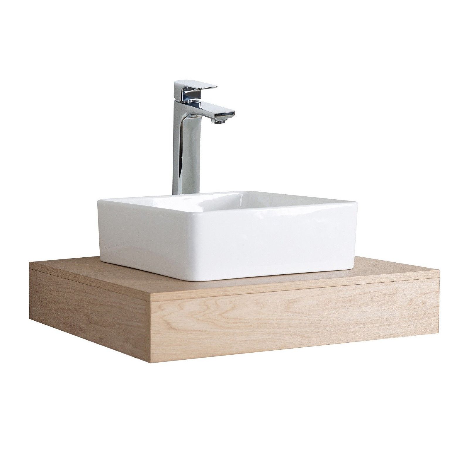 Ensemble de Salle de Bain WILL - Plan suspendu + Equerres + Meubles de rangement + Vasque + Armoire