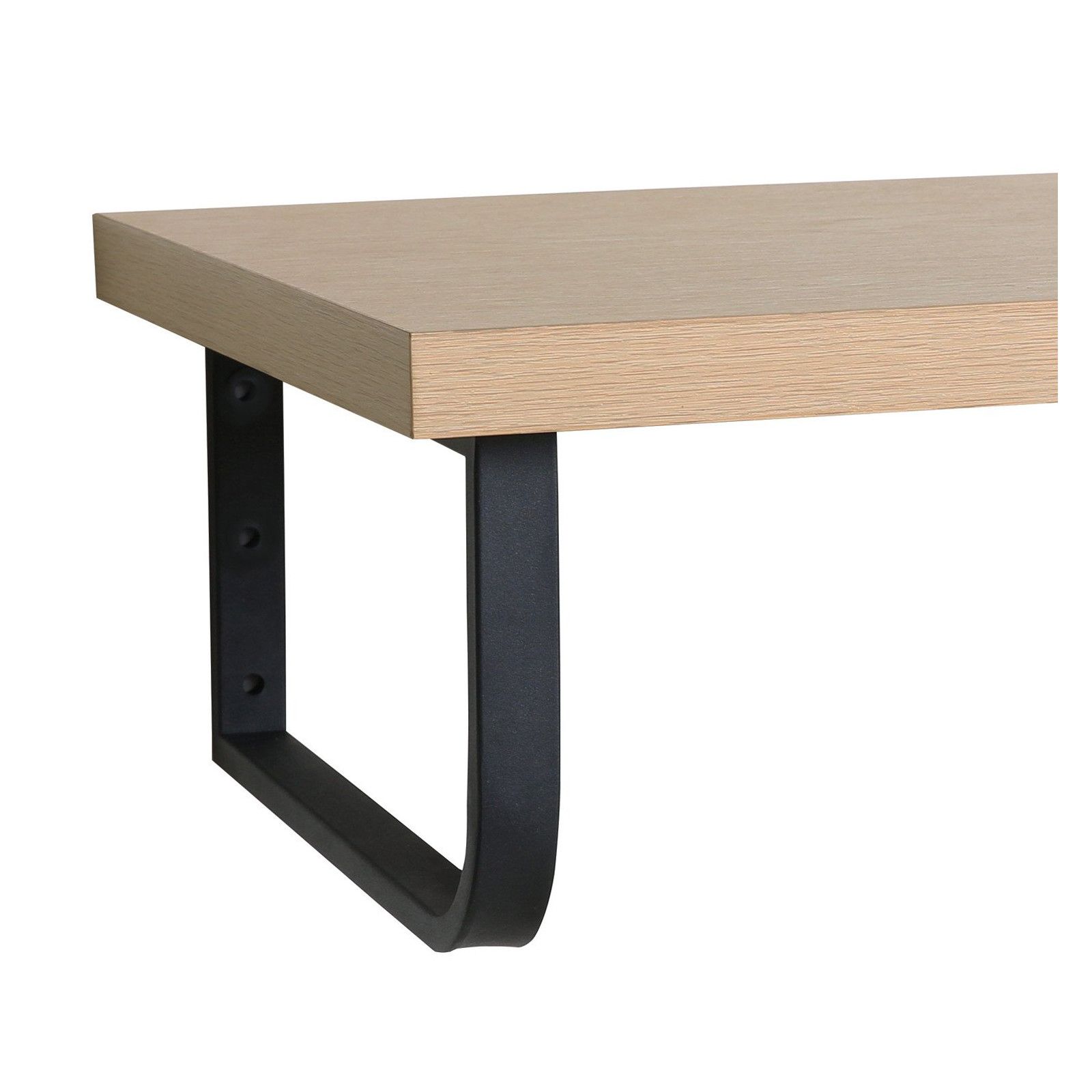 Plan de toilette suspendu pour vasque WILL - 60 cm + Equerres Métal Noir Mat