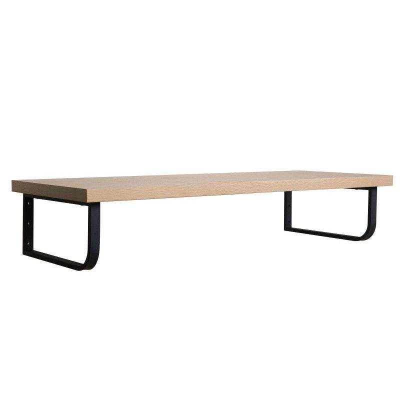 Plan de toilette suspendu pour vasque WILL - 120 cm + Equerres Métal Noir Mat - Décor Chêne / Effet 