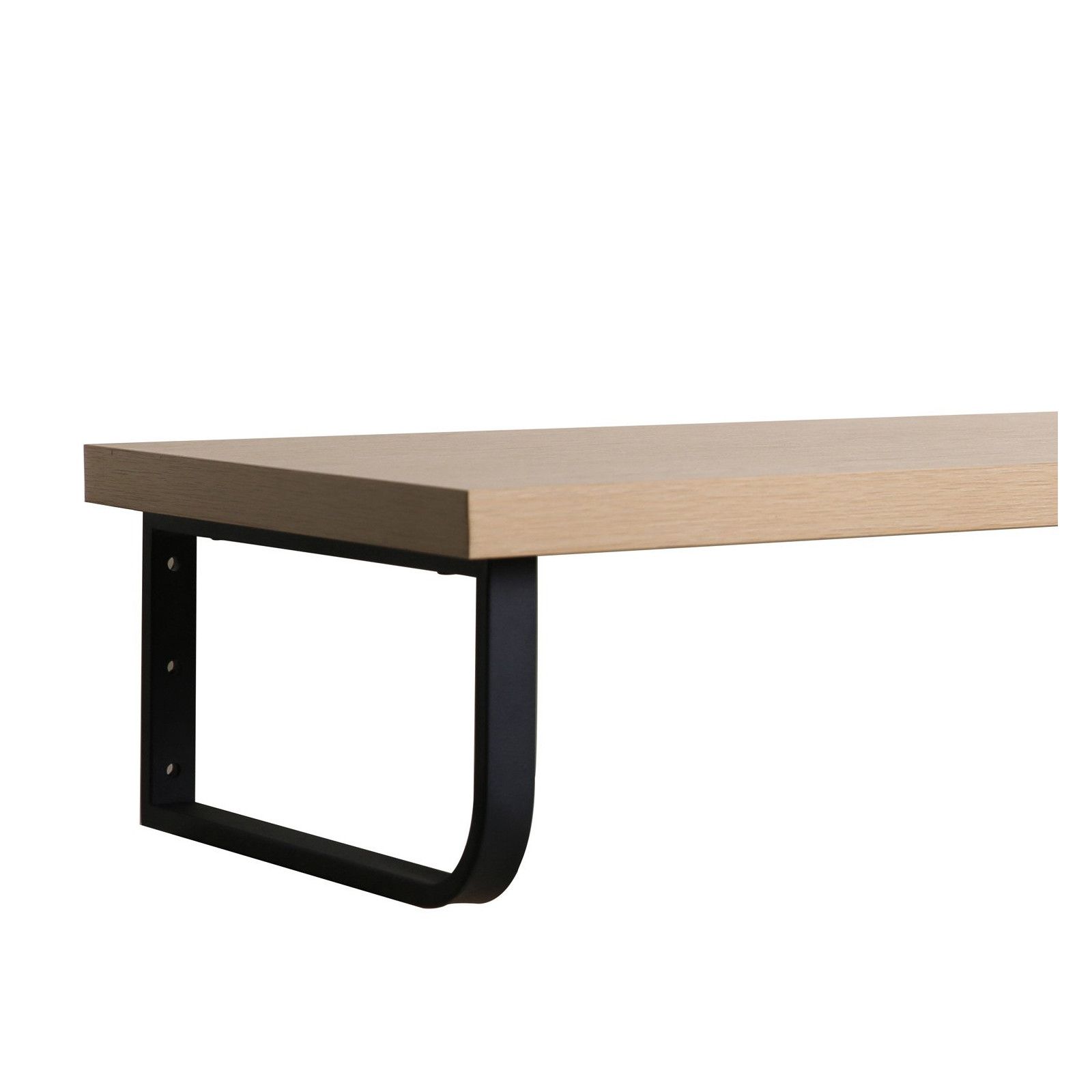 Plan de toilette suspendu pour vasque WILL - 120 cm + Equerres Métal Noir Mat - Décor Chêne / Effet 