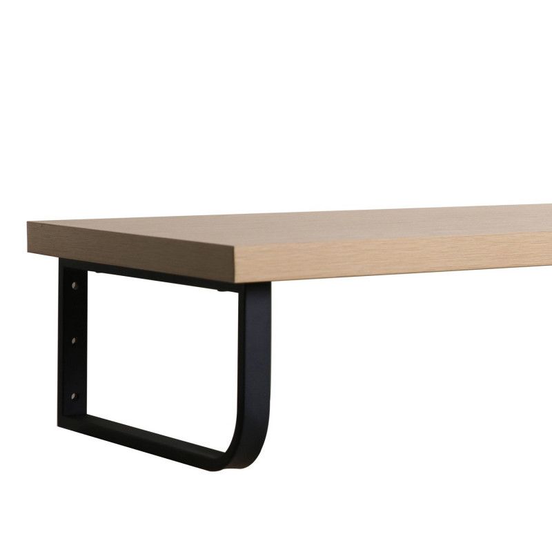 Plan de toilette suspendu pour vasque WILL - 120 cm + Equerres Métal Noir Mat - Décor Chêne / Effet