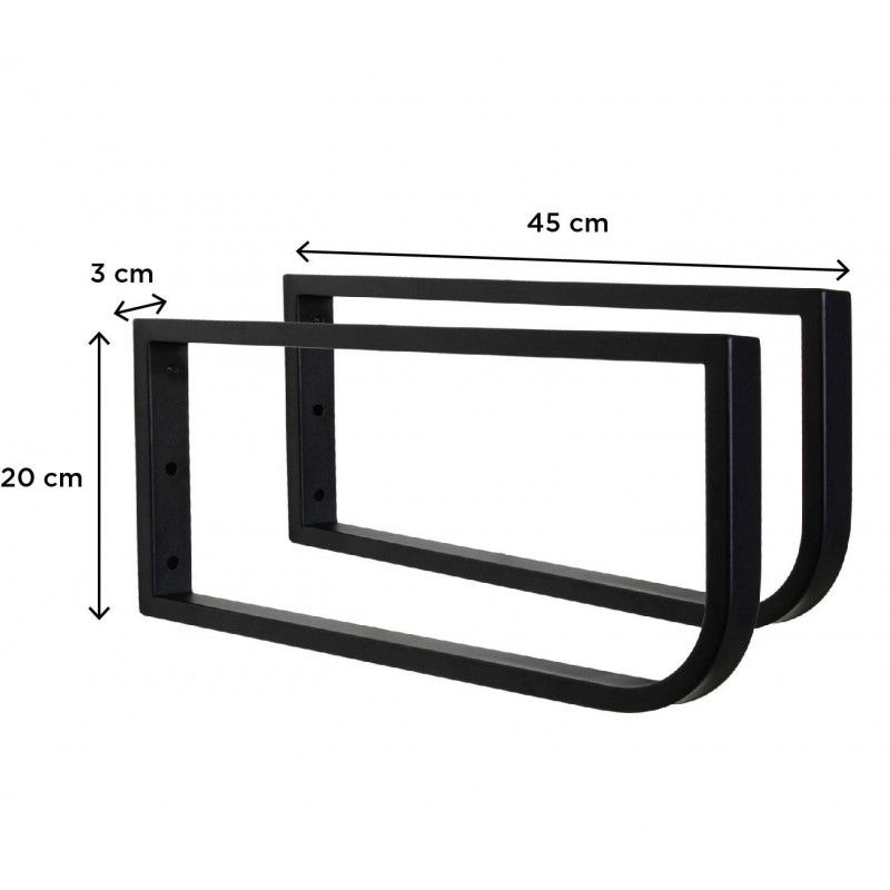 Plan de toilette suspendu pour vasque WILL - 120 cm + Equerres Métal Noir Mat - Décor Chêne / Effet