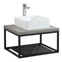 Plan de toilette suspendu pour vasque WILL - Ep. 12 cm L60 cm + Structure Métal Noir Mat - Décor Chê