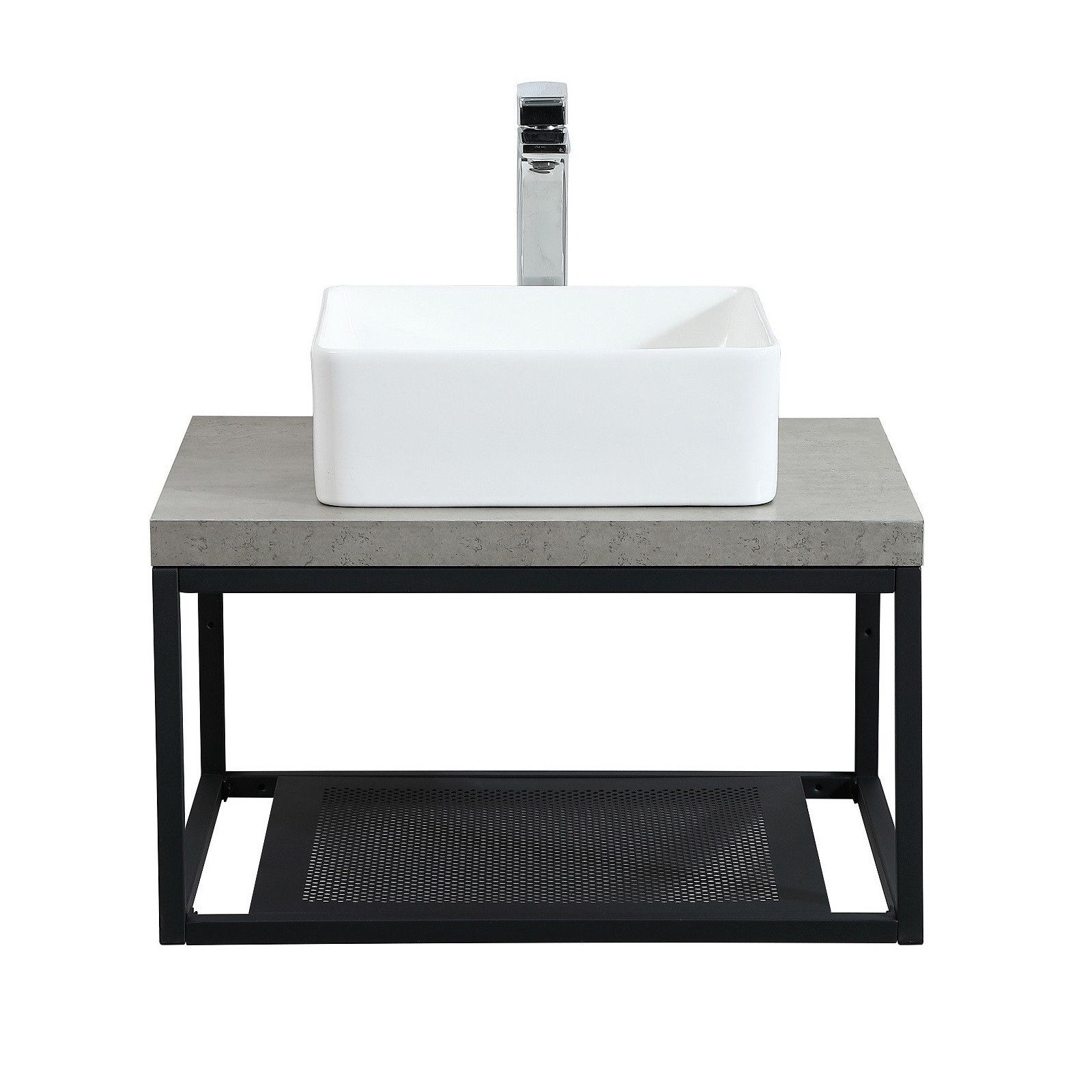 Plan de toilette suspendu pour vasque WILL - Ep. 12 cm L60 cm + Structure Métal Noir Mat - Décor Chê