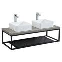 Plan de toilette suspendu pour vasque WILL - Ep. 12 cm L120 cm + Structure Métal Noir Mat - Décor Ch