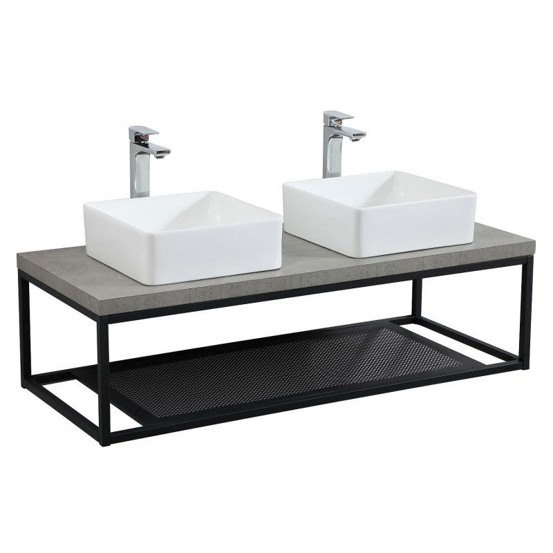 Plan de toilette suspendu pour vasque WILL - Ep. 12 cm L120 cm + Structure Métal Noir Mat - Décor Ch
