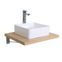Plan de toilette suspendu pour vasque WILL - 60 cm + Equerres Invisibles - Décor Chêne / Effet Béton