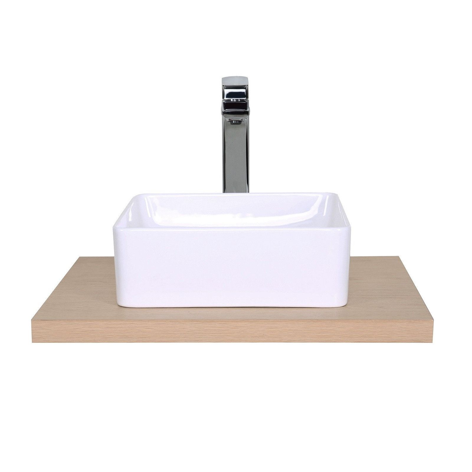 Plan de toilette suspendu pour vasque WILL - 60 cm + Equerres Invisibles - Décor Chêne / Effet Béton Plan de toilette suspendu pour vasque WILL - 60 cm + Equerres Invisibles - Décor Chêne / Effet Béton