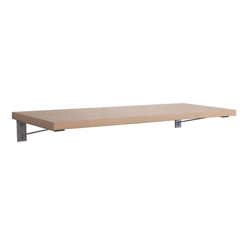 Plan de toilette suspendu pour vasque WILL - 120 cm + Equerres Invisibles - Décor Chêne / Effet Béto