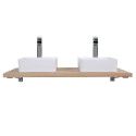 Plan de toilette suspendu pour vasque WILL - 120 cm + Equerres Invisibles - Décor Chêne / Effet Béto
