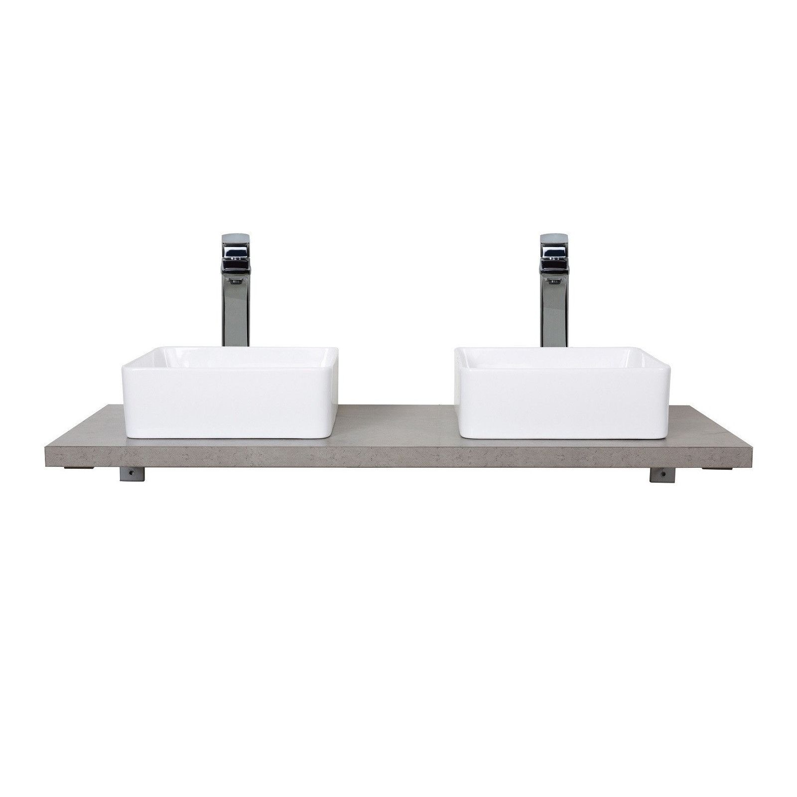 Plan de toilette suspendu pour vasque WILL - 120 cm + Equerres Invisibles - Décor Chêne / Effet Béto