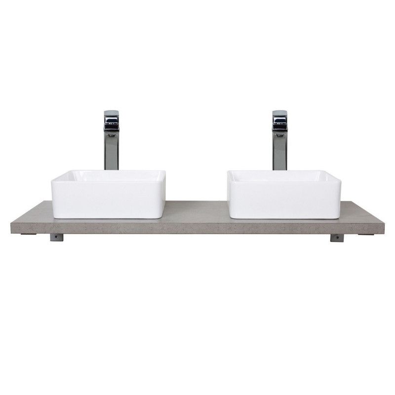 Plan de toilette suspendu pour vasque WILL - 120 cm + Equerres Invisibles - Décor Chêne / Effet Béto