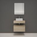 Meuble de Salle de Bain WILL - Plan suspendu 60 cm + Vasque + Miroir + Meuble tiroir + Equerres
