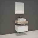 Meuble de Salle de Bain WILL - Plan suspendu 60 cm + Vasque + Miroir + Meuble tiroir + Equerres